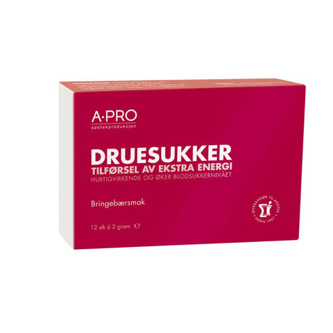 Apro Druesukker med bringebærsmak 12 stk,  922802
