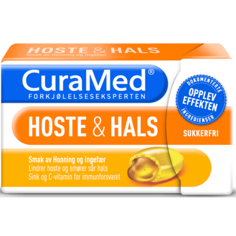 Curamed hoste & hals honning og ingefær 16 stk,998926