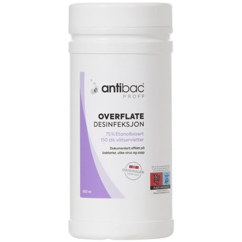Antibac desinfiserende våtservietter overflate 150 stk, 901930