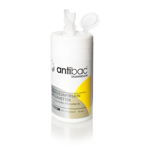 Antibac desinfeksjon våtservietter i boks 70 stk,937049