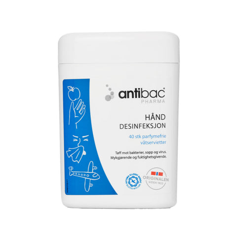 Desinfeksjon hånd våtservietter Phama Antibac 85% boks à 40 stk, 817053