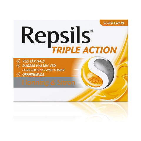 Repsils Triple Actionmed smak av honning og sitron 24 stk,928603