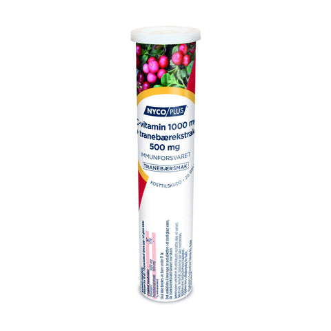 Nycoplus C-vitamin 1000 brusetabletter tranebær 20 stk, 944201