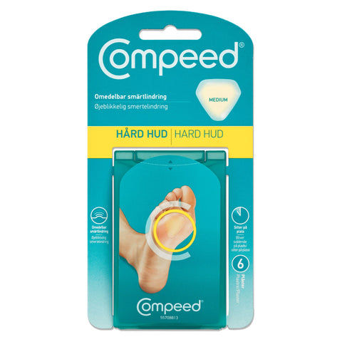 Compeed plaster mot hard hud medium 6 stk, 812883