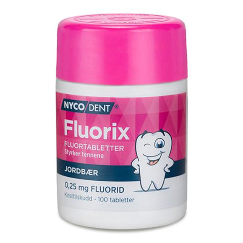 Nycodent Fluorix fluortabletter 0,25mg jordbærsmak 100 stk 862745