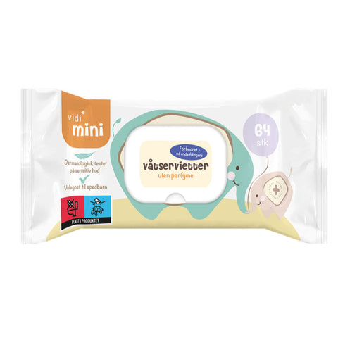 Vidi Mini våtservietter uten parfyme 64 stk, 955836