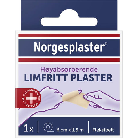 Norgesplaster limfritt plaster 6cmx1,5m 1 rull,