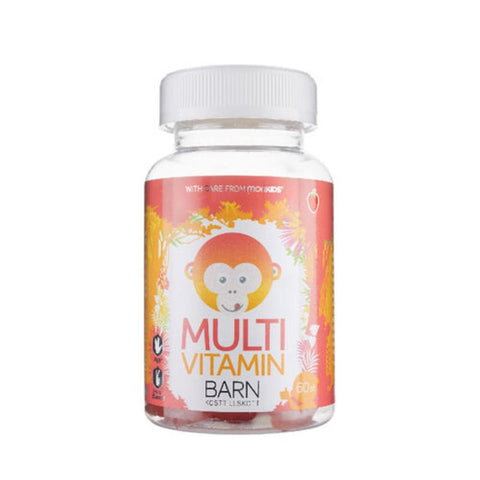 Monkids Multivitamin Barn Jordbær 60 stk, 963649