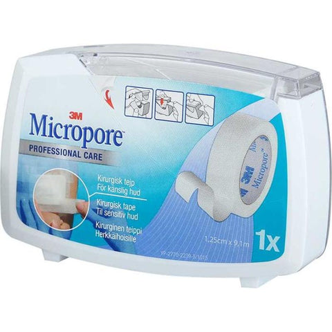 Micropore tape m/dispenser 1,25cmx9,14m hvit 1stk, 858026