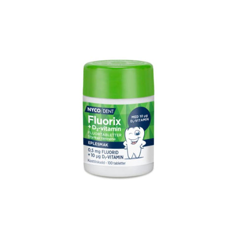 Nycodent Fluorix fluortabletter 0,5mg m/ vitamin D3 eplesmak 100 stk,907152