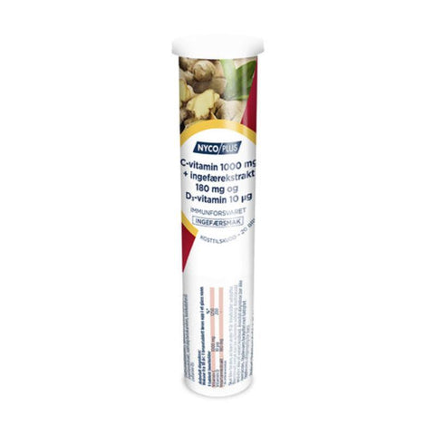 Nycoplus C-vitamin 1000 mg ingefær + D3 20 stk(+11 år), 971772
