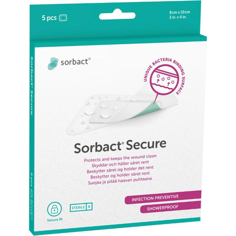 Sorbact Secure plaster 8x10cm 5 stk, 922818