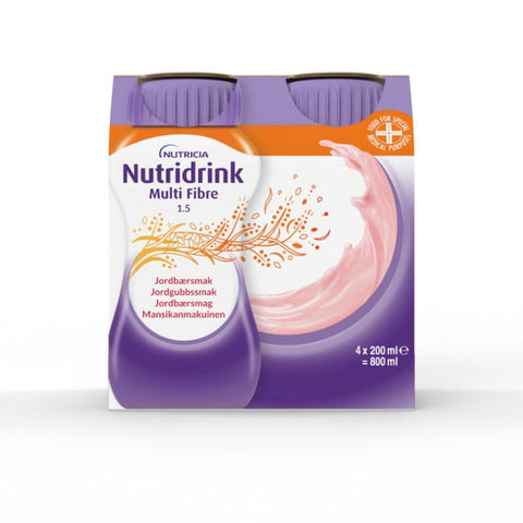 Nutridrink Multi Fibre jordbær 4x200 ml, 856691