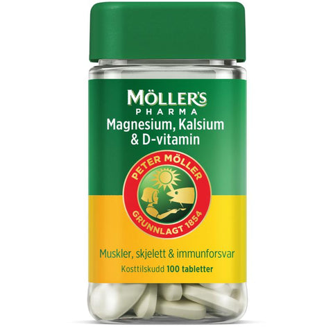 Möller's Pharma Magnesium, Kalsium og D-vitamin 100 tabletter, 980254