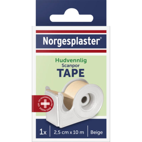 Scanpor bandasjetape beige med dispenser 2,5cmx10m 1 stk,838656